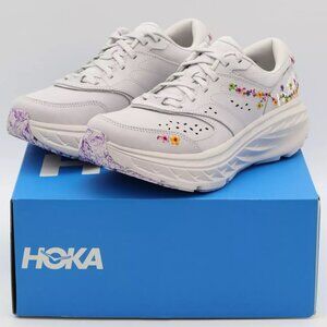 HOKA VIBRANT BLOOM Bondi L FLOWER EMBROIDERED LEATHER SHOES SNEAKERS🌺NIB